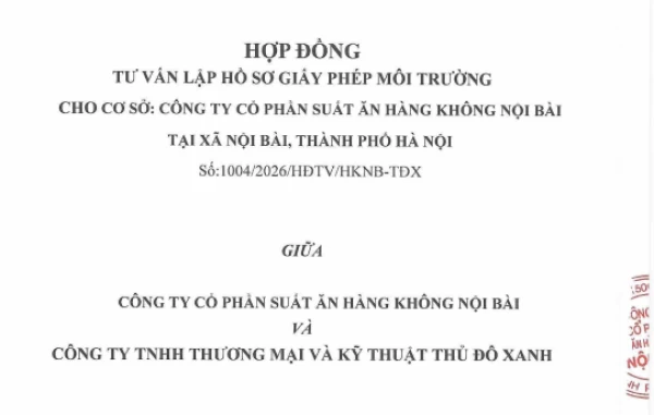Xin cấp Giấy phép môi trường cho Công ty Cổ phần Suất ăn hàng không Nội Bài