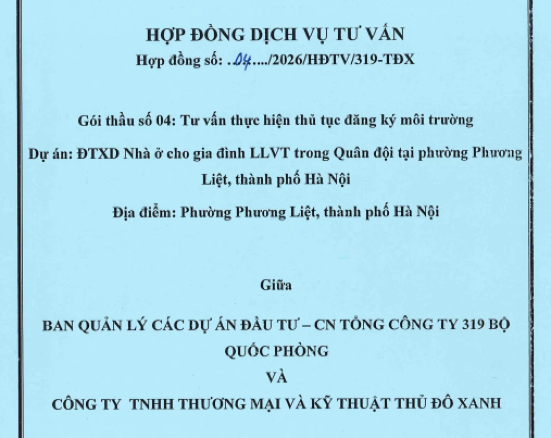 Đăng ký môi trường cấp tỉnh cho Dự án Nhà ở tại phường Phương Liệt, Hà Nội