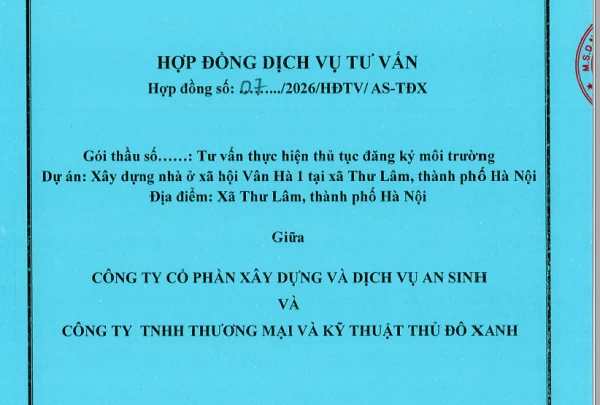 Đăng ký môi trường Dự án Nhà ở xã hội Vân Hà 1