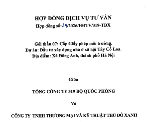 Tư vấn giấy phép môi trường cho dự án Nhà ở xã hội Tây Cổ Loa